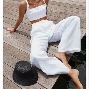 DISSH Norah white linen pant size 6